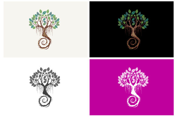 Ancient Tree with Spiral Roots Graphics