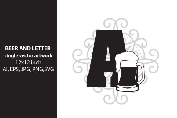 Beer, Monogram Letter A Graphics for Crafting