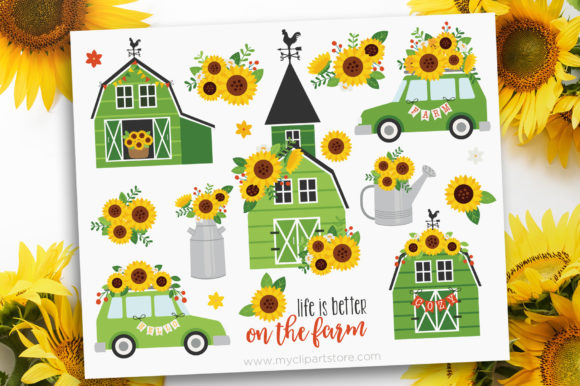 Fall Farm House Green Clipart Graphics