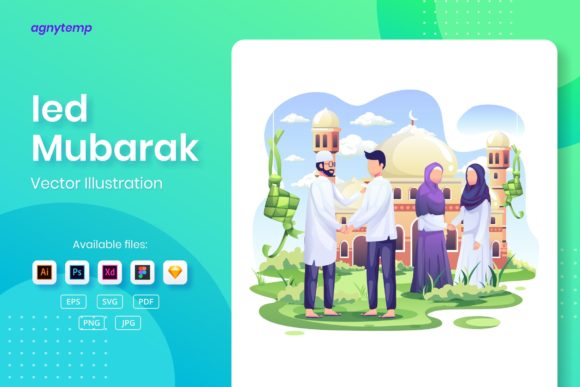 Happy Eid Mubarak Graphics for Modern Editorial Design