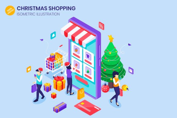 Isometric Christmas Sale Graphics for Modern Publishing