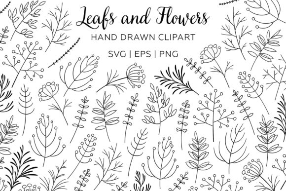 Leaf and Flower Sketch Clipart for Branding and Marketing