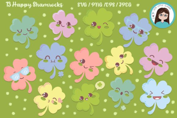 Shamrock Kawaii Graphics for Editorial and Web Design