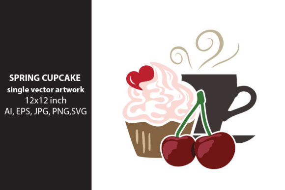 Spring Cherry Cupcake Graphics for Local Branding